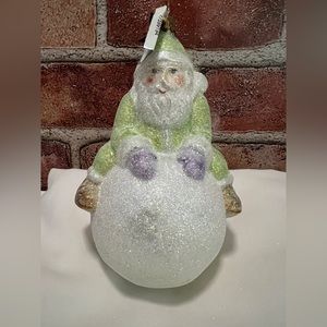 Vintage Neiman Marcus Ornament 2003 Santa on snow ball